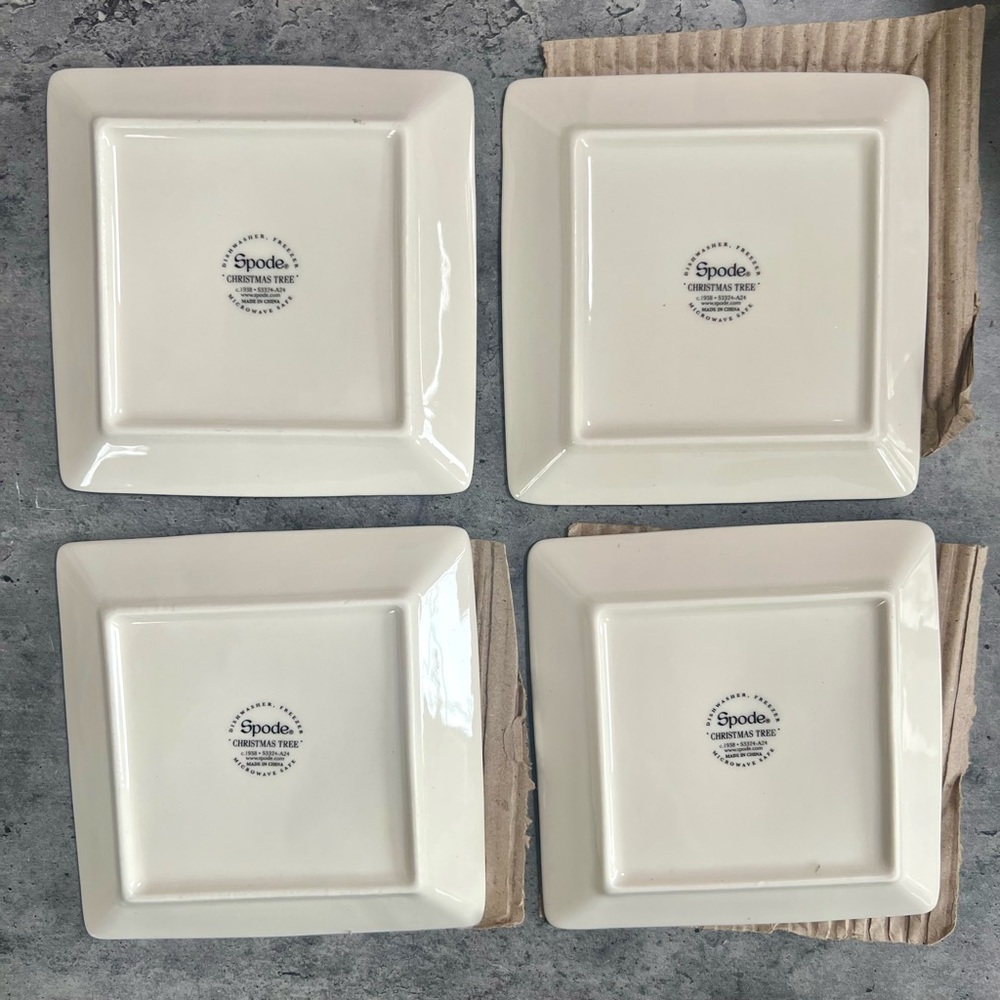 SPODE Christmas Tree Set of 4 Tidbit Plates - Picture 6 of 8